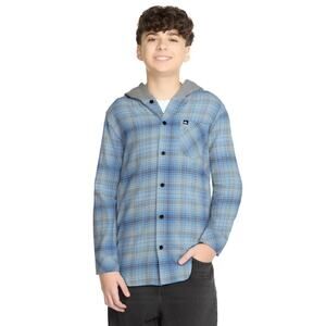 NWT Quiksilver Youth Boys 8-16 Cotton Flannel Fleece Hood Button Up Shirt Jacket